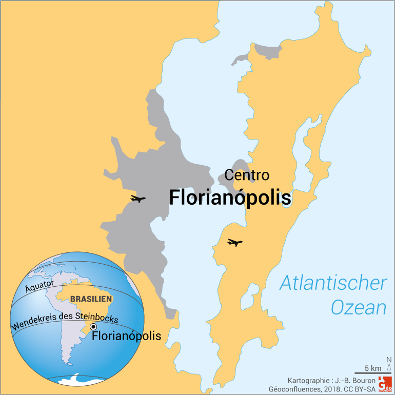 carte de localisation de Florianopolis, Etat de Santa Catarina au Brésil