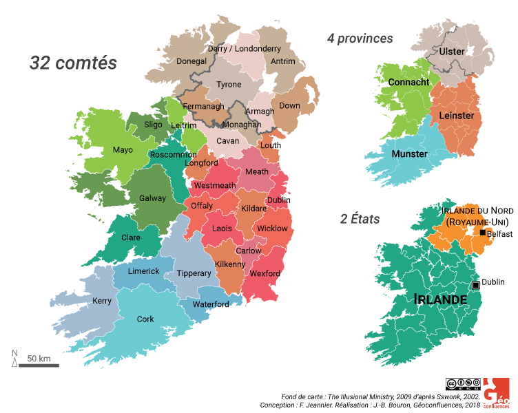 fig 1 carte irlande comtes provinces