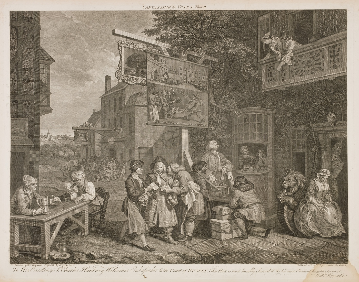 William Hogarth - Four prints of an election - Canvassing for votes