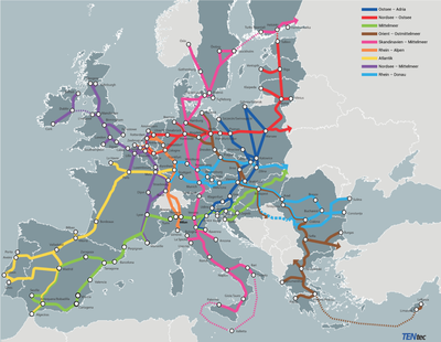 all eurocorridors de transports avec legende