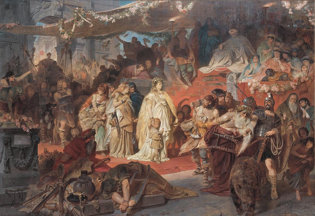 Thusnelda et son fils doivent défiler à Rome sous les yeux du général Germanicus