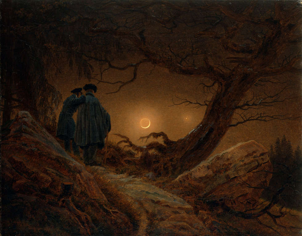 Caspar David Friedrich   Zwei Maenner in Betrachtung des Mondes (Kunsthalle Dresden)