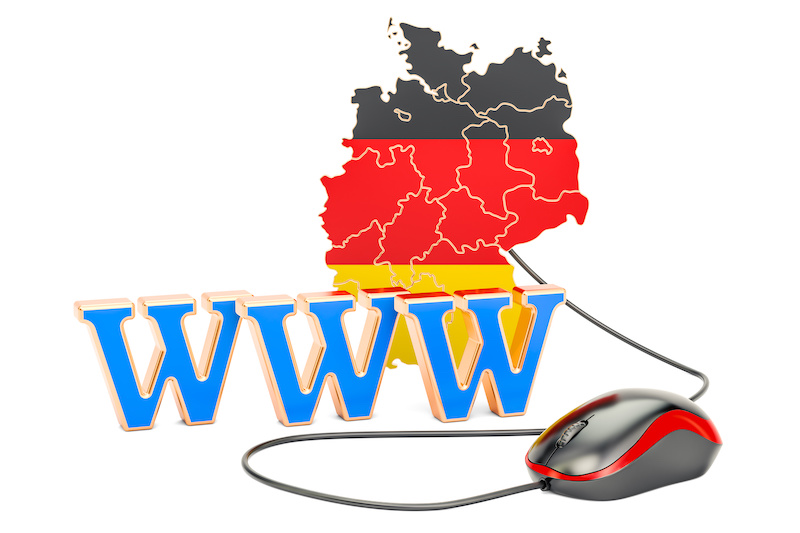Carte d'Allemagne avec bandes noire rouge et jaune avec souris d'ordinateur