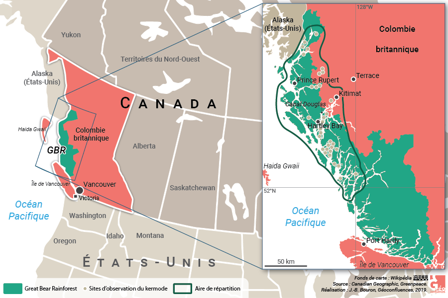 Carte de localisation de la Great Bear Rainforest en Colombie britannique