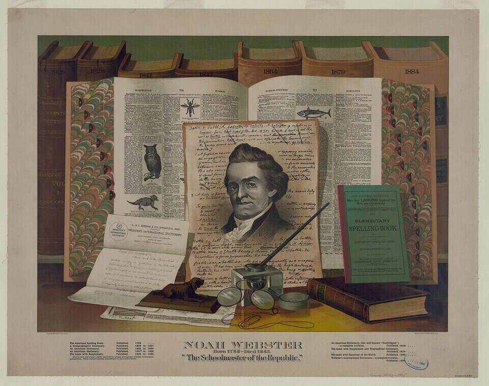 Fig 4. Noah Webster, "le maître d'école de la République", 1840. Source : Wikimedia Commons, Domaine public. 