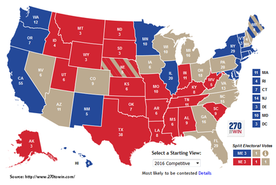 Carte électorale élections américaines 2016