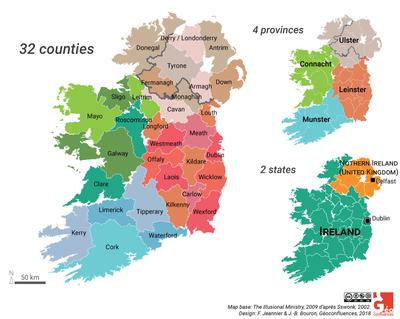 carte irlande comtes provinces EN