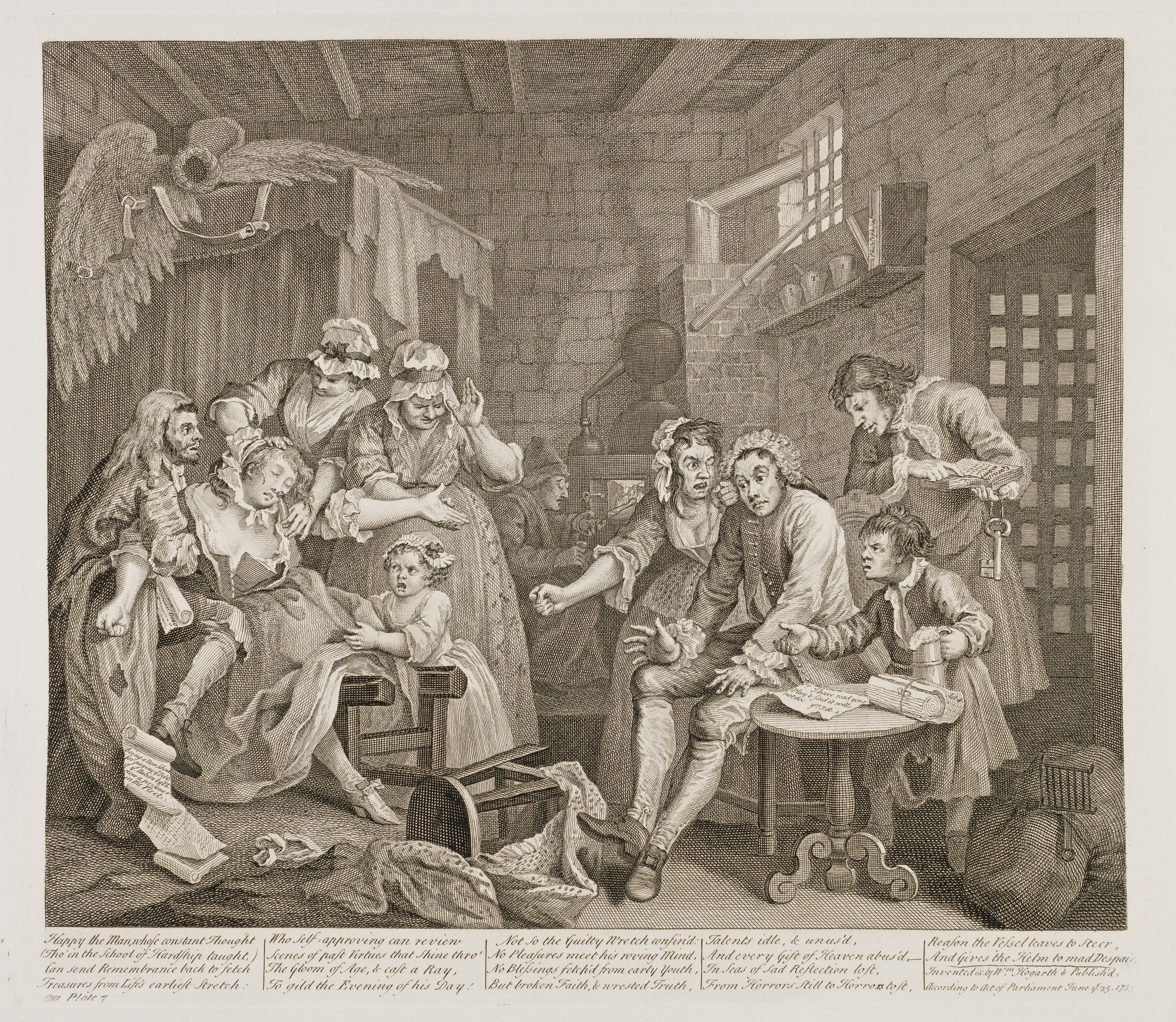 William Hogarth - The Rake's Progress plate 7