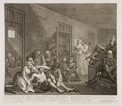 William Hogarth - The Rake's Progress plate 8