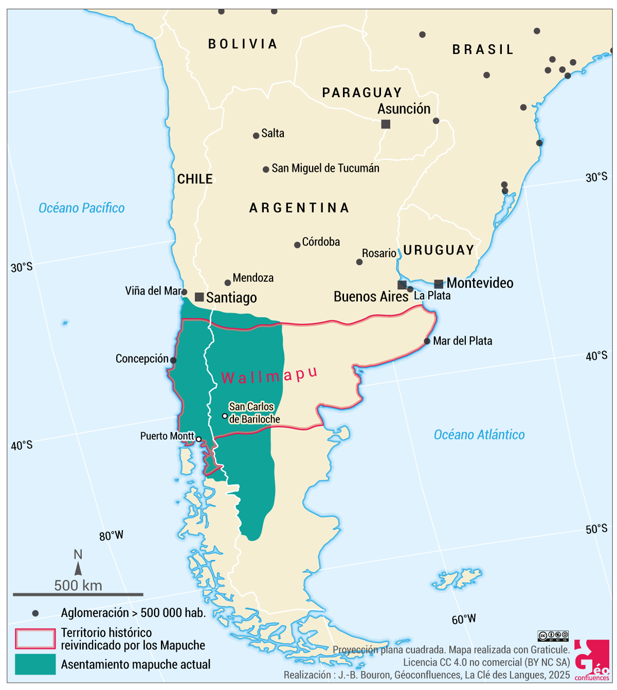 ES argentine chili mapuche Mapa del territorio Wallmapu realizado por Jean-Benoît Bouron