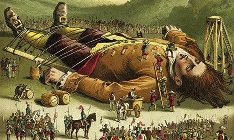 colour print from an 1860s edition of Gulliver's Travels