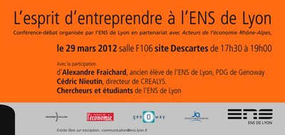 Invitation esprit d'entreprendre à l'ENS de Lyon Invitation esprit d'entreprendre à l'ENS de Lyon