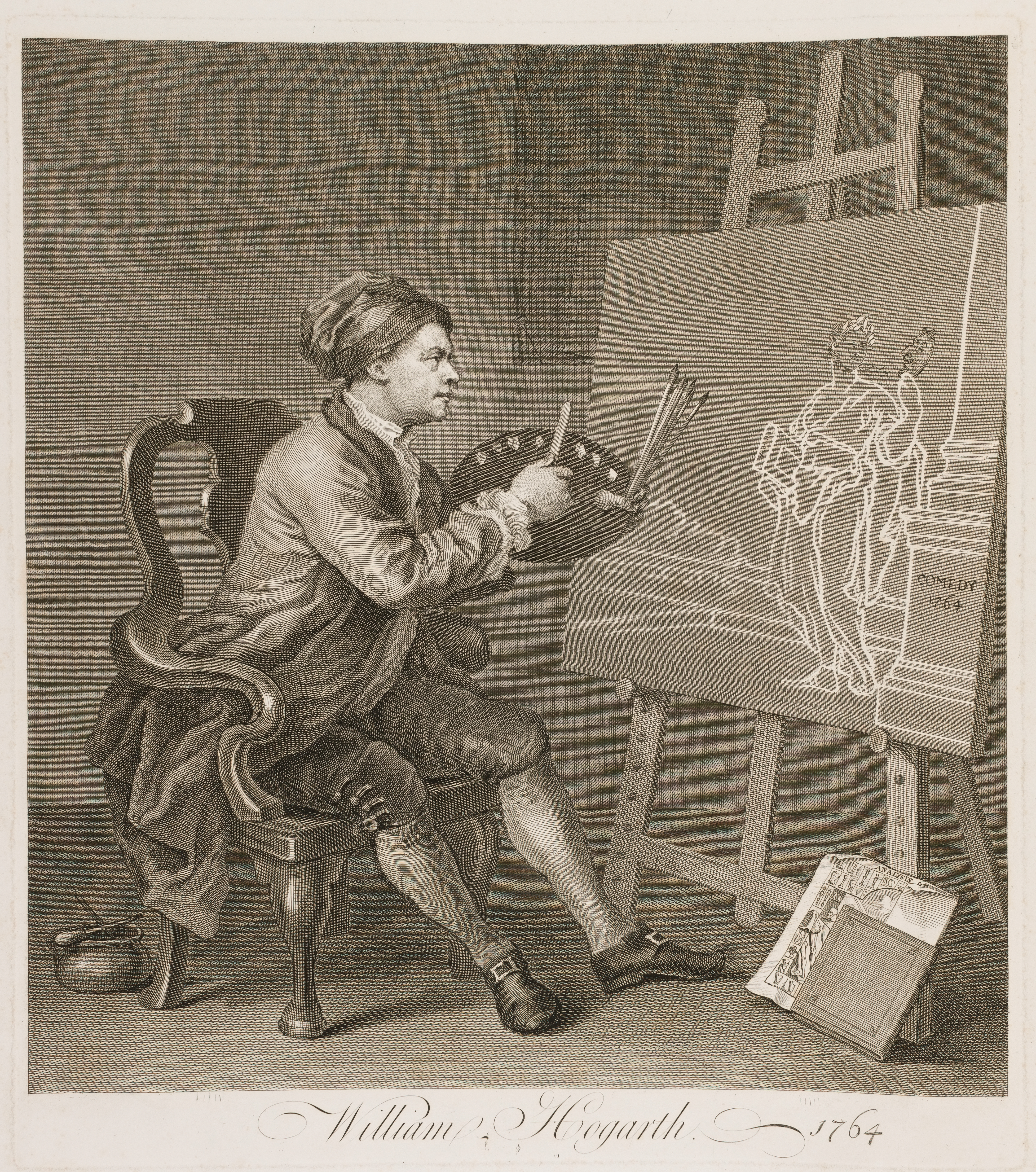 Portrait of Hogarth with the Comic Muse