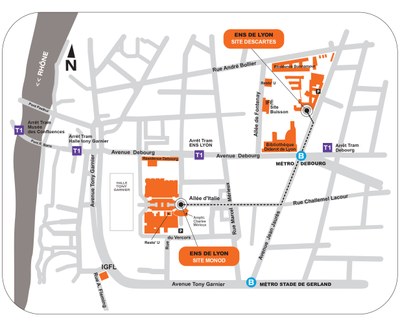 Plan d'accès général à l'ENS de Lyon