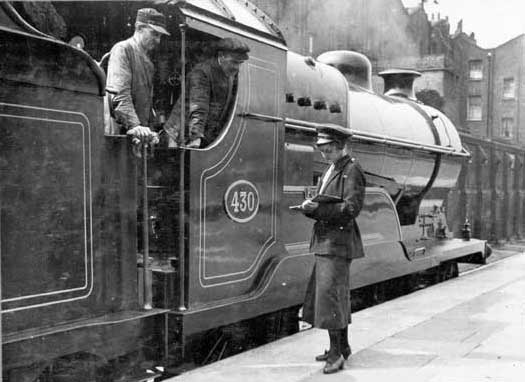 Photograph of a British woman railway worker