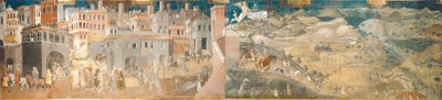 Ambrogio Lorenzetti, Effetti del buon governo, Siena, Palazzo comunale (1338 circa)]