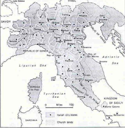 Les Cités-États de l’Italie du Nord en 1200 (Cameron, 1993) cit. in J. Brasseul, Les villes et l’apparition du capitalisme, A. Bailly, J.-M. Huriot (éd.), Villes et croissance. Théorie, modèles, perspectives, Paris, Anthropos, 1999, chap. 2]