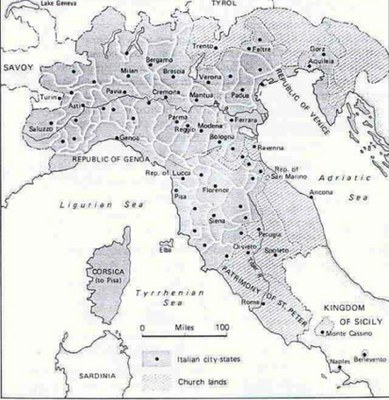 Les Cités-États de l’Italie du Nord en 1200 (Cameron, 1993) cit. in J. Brasseul, Les villes et l’apparition du capitalisme, A. Bailly, J.-M. Huriot (éd.), Villes et croissance. Théorie, modèles, perspectives, Paris, Anthropos, 1999, chap. 2]